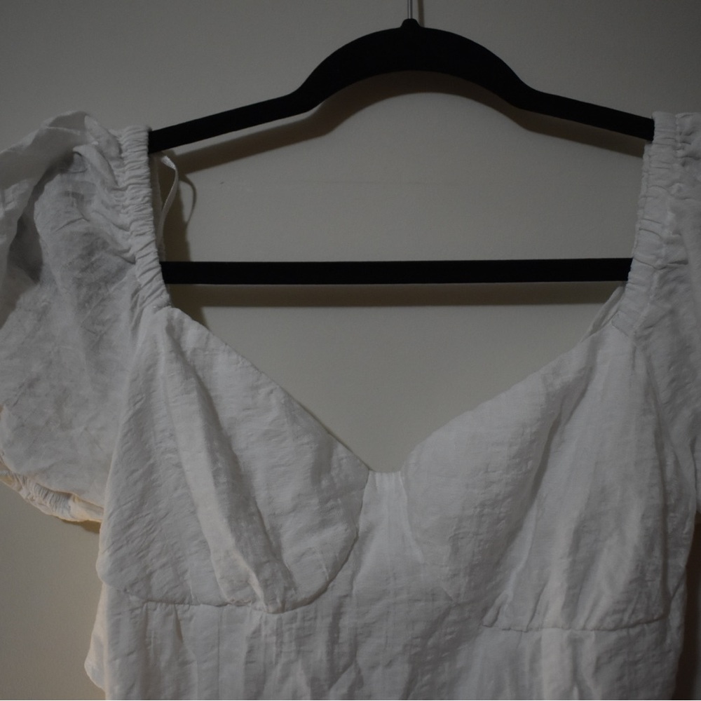 White Puff Sleeve Off The Shoulder Dress